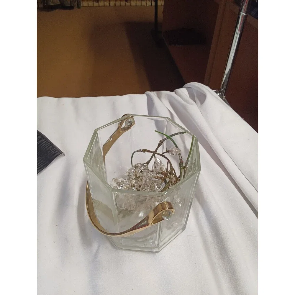 Glass Ice Bucket with Metal Handle - 25% Off 5+ Items